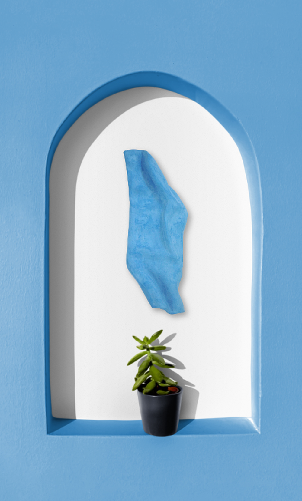 Abstract Blue Dimensional Plaster Wall Art, Modern Organic Decor - Image 11