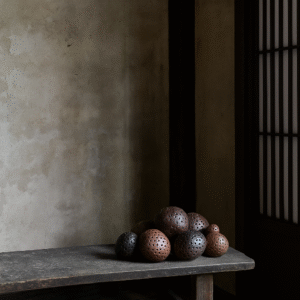 Freeform Sphere Art Installation in Bronze and Chocolate Metallic Tones for Luxury Coffee Table