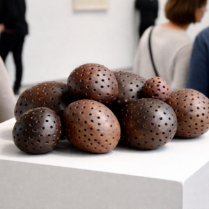 Freeform Sphere Art Installation in Bronze and Chocolate Metallic Tones for Luxury Coffee Table