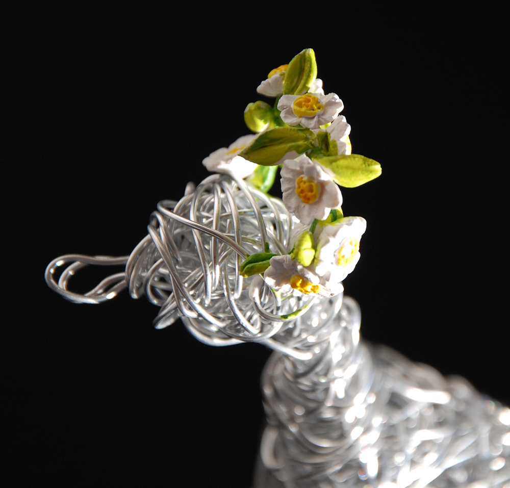 Charming Duck Sculpture Bird Figurine, Handcrafted Silver Wire & Clay Art - Image 14