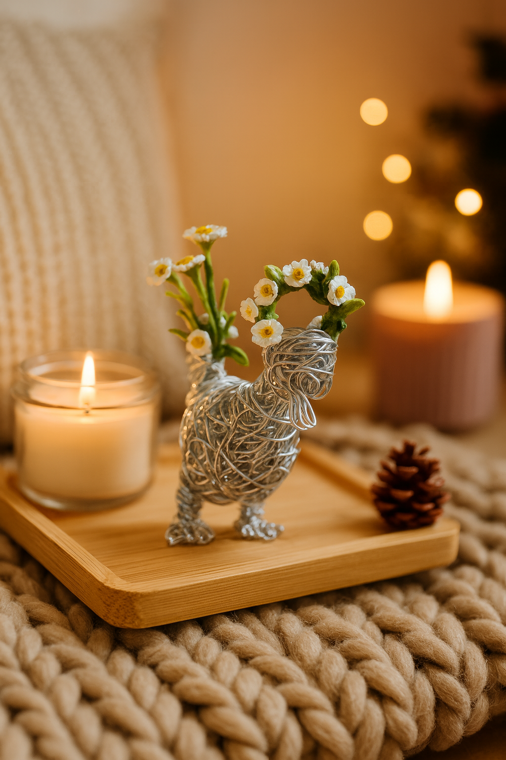 Charming Duck Sculpture Bird Figurine, Handcrafted Silver Wire & Clay Art - Image 8