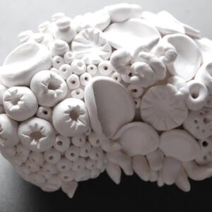 Clay Coral Reef Sculpture: White Hamptons Luxury Coastal Decor, Coffee Table Accent