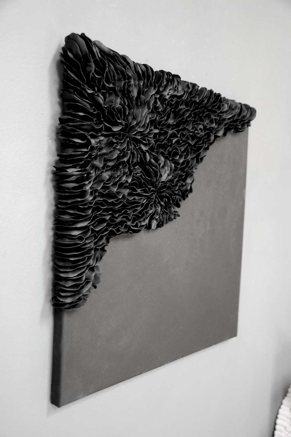 Black Clay Wall Art: Textured Wall Sculpture for Wabi Sabi and Japandi Interiors, 40cm - Image 9