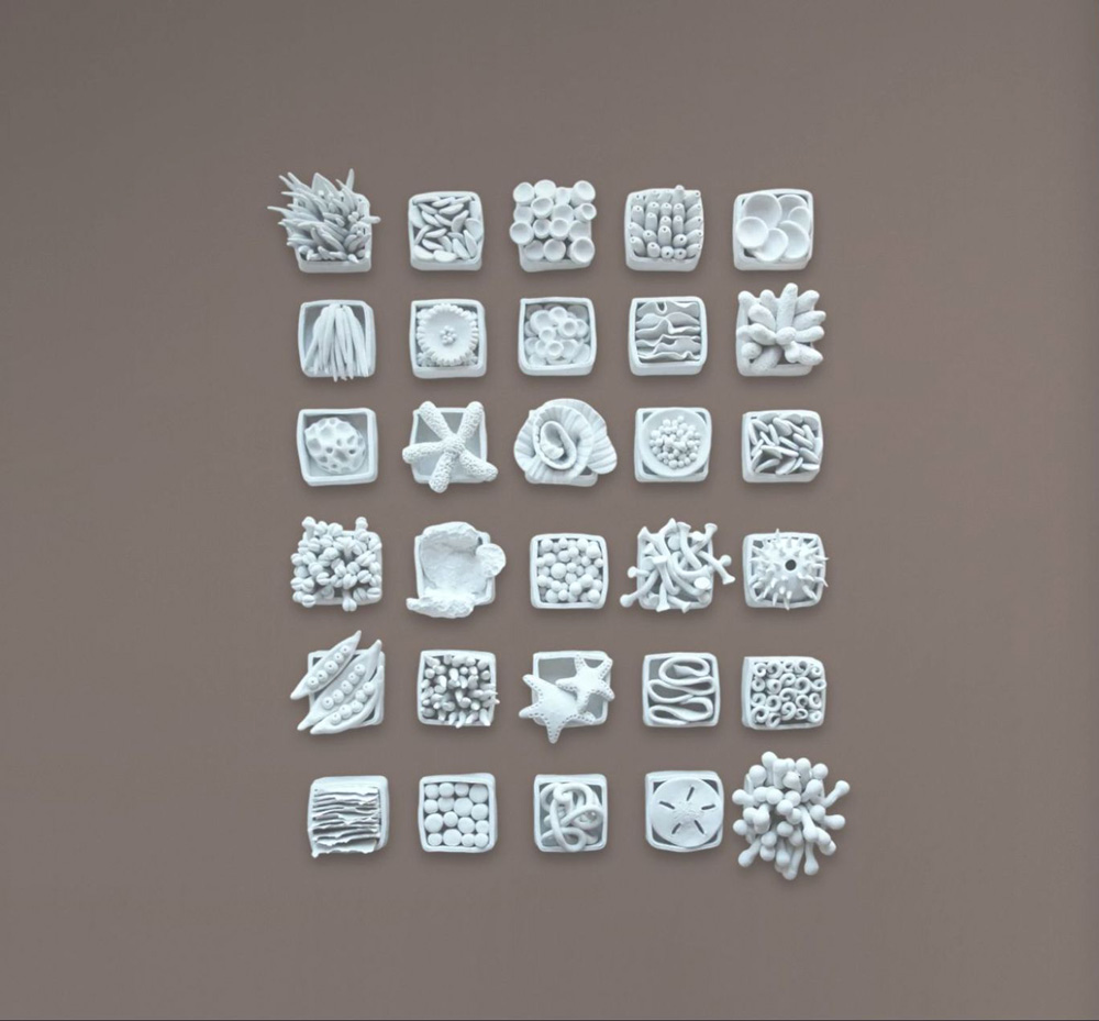 Unique Coral Reef Clay Wall Art Sculpture Installation | Modern Coastal Ocean Decor Set, 30pc - Image 11