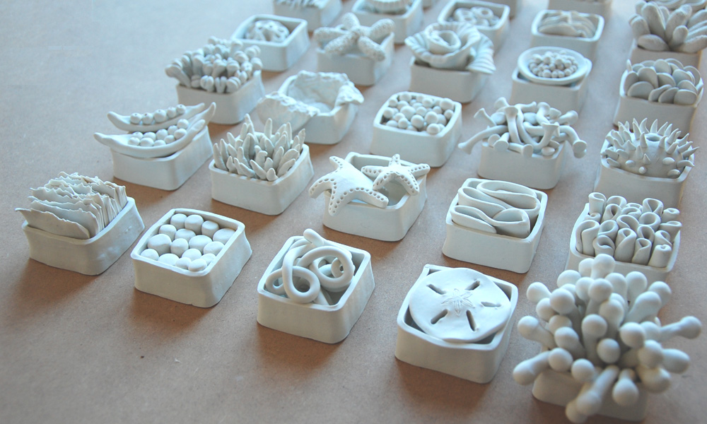 Unique Coral Reef Clay Wall Art Sculpture Installation | Modern Coastal Ocean Decor Set, 30pc - Image 14