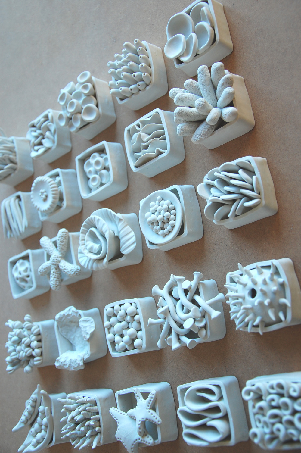 Unique Coral Reef Clay Wall Art Sculpture Installation | Modern Coastal Ocean Decor Set, 30pc - Image 8