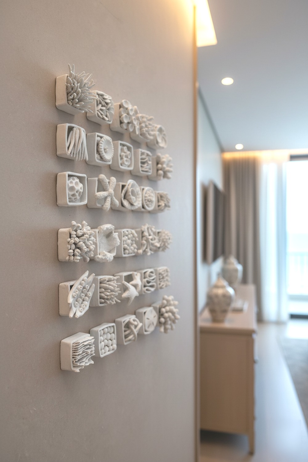 Unique Coral Reef Clay Wall Art Sculpture Installation | Modern Coastal Ocean Decor Set, 30pc - Image 2