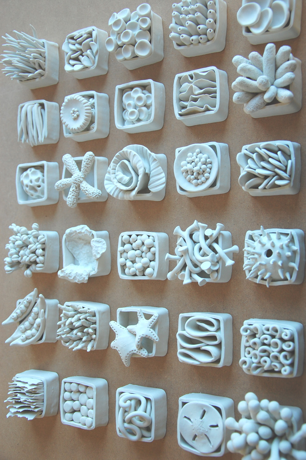 Unique Coral Reef Clay Wall Art Sculpture Installation | Modern Coastal Ocean Decor Set, 30pc - Image 13