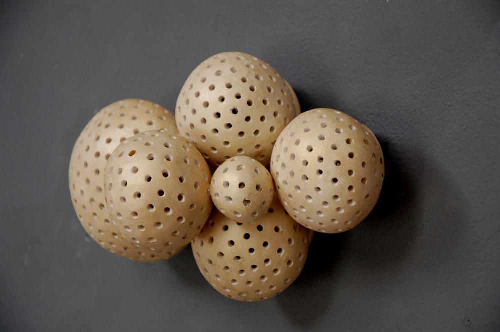 Hollow Sphere Abstract Wall Sculpture: Champagne Metallic Wabi Sabi Minimalist Decor, Limited Edition - Image 7