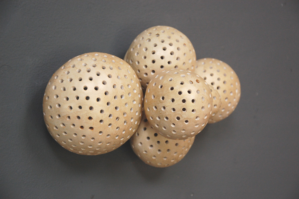 Hollow Sphere Abstract Wall Sculpture: Champagne Metallic Wabi Sabi Minimalist Decor, Limited Edition - Image 11