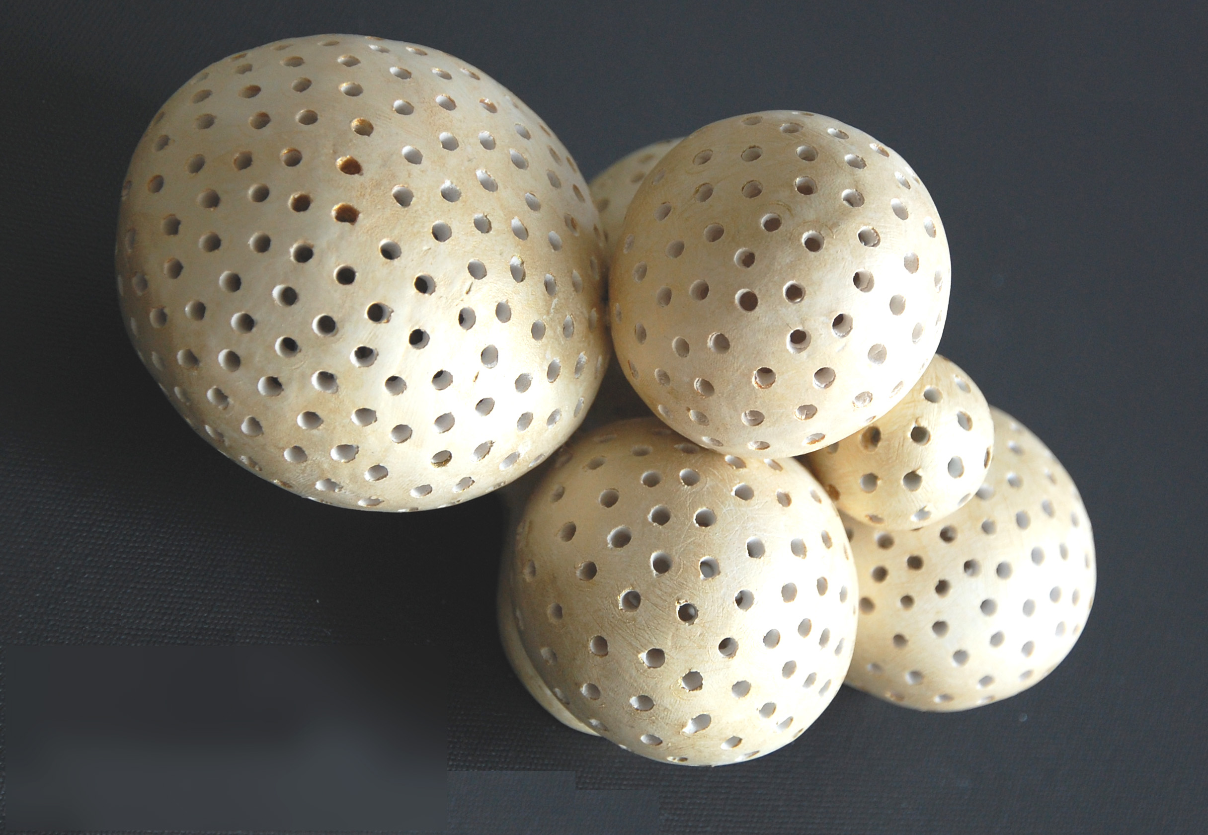 Hollow Sphere Abstract Wall Sculpture: Champagne Metallic Wabi Sabi Minimalist Decor, Limited Edition - Image 9