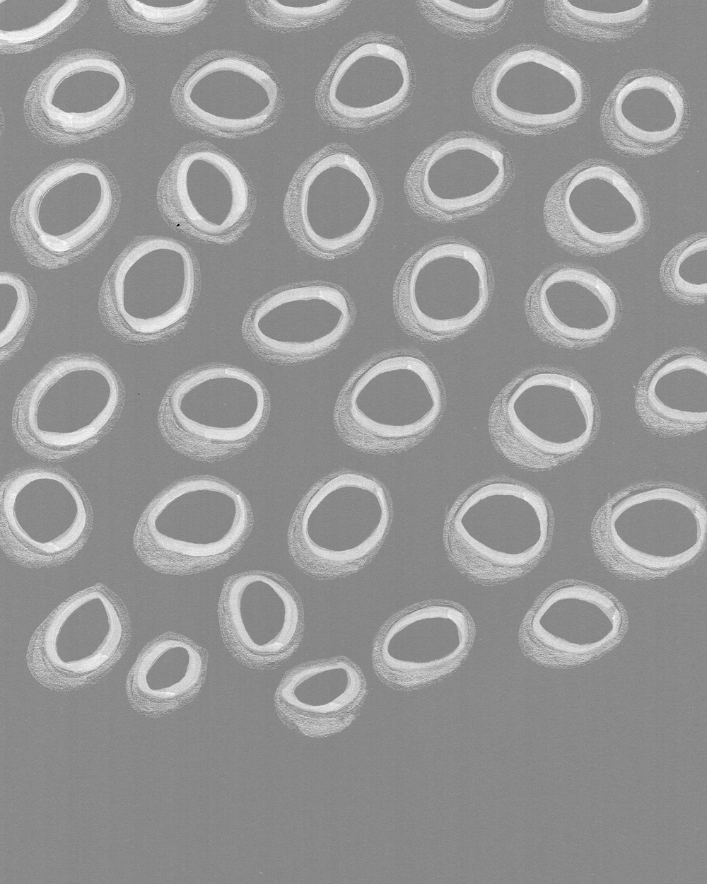 Modern Abstract White Ovals on Gray Circles Art, Minimalist Wall Decor - Image 9