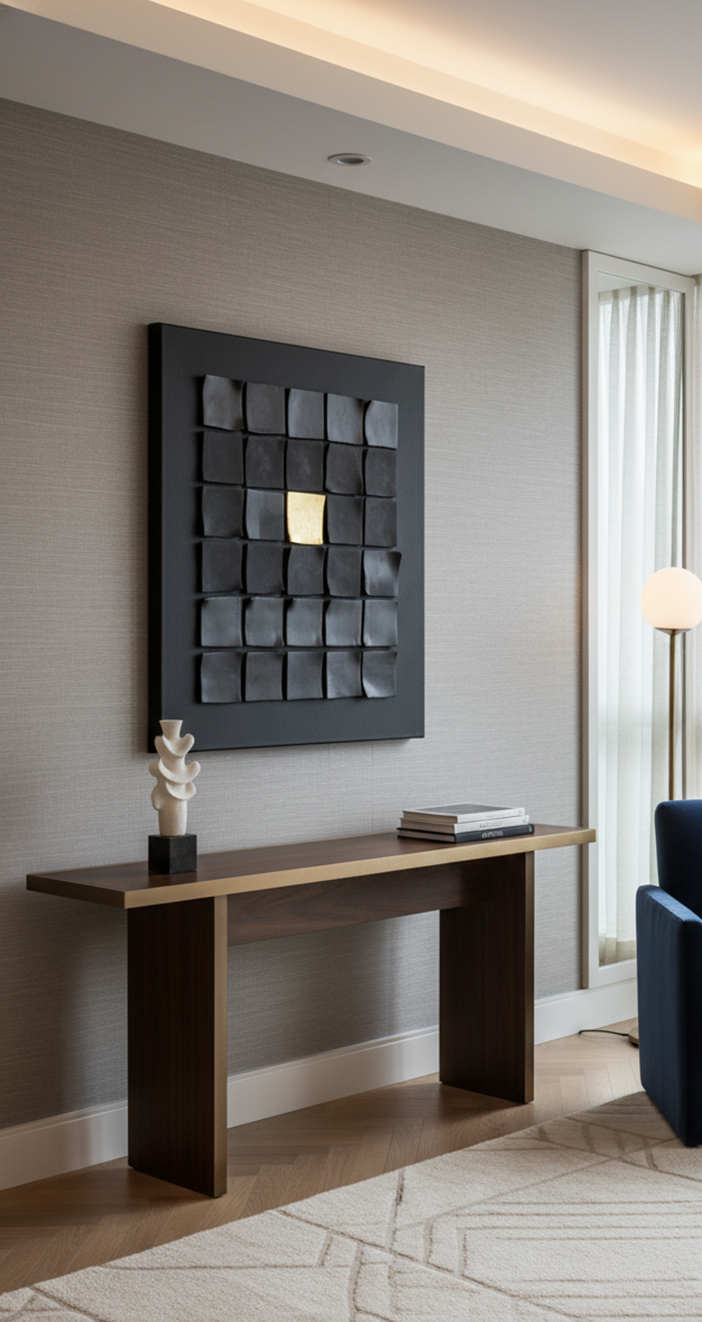 Modern Abstract Gold Leaf Art, Black & Gold Textured Wall Art, Minimalist Industrial Decor, 40x50cm - Image 3