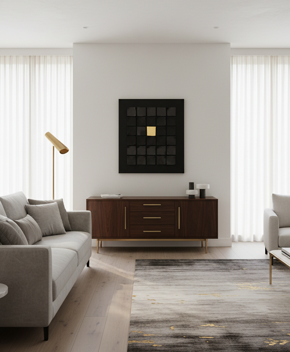 Modern Abstract Gold Leaf Art, Black & Gold Textured Wall Art, Minimalist Industrial Decor, 40x50cm - Image 8