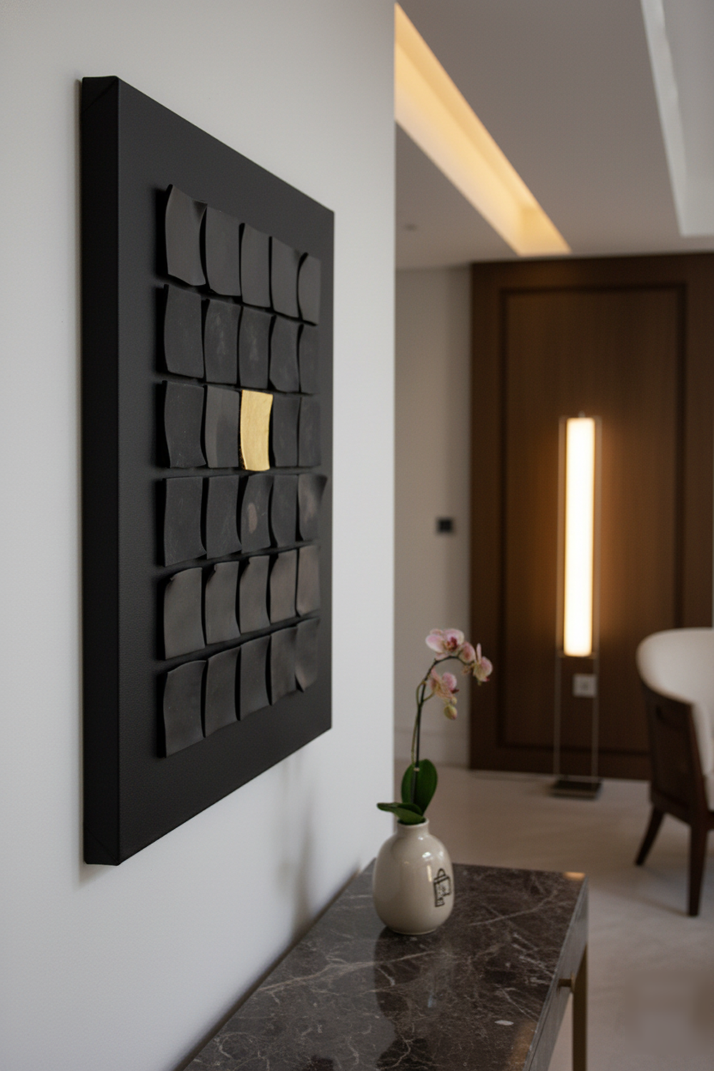 Modern Abstract Gold Leaf Art, Black & Gold Textured Wall Art, Minimalist Industrial Decor, 40x50cm - Image 9