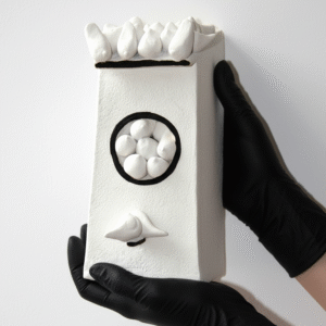 Modern Black & White Clay Birdhouse Sculpture – Luxury Minimalist Wall Art Decor, Limited Edition