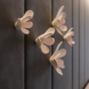Blush Pink Clay Flower Wall Decor - Set of 5 Customizable Colors & Amounts