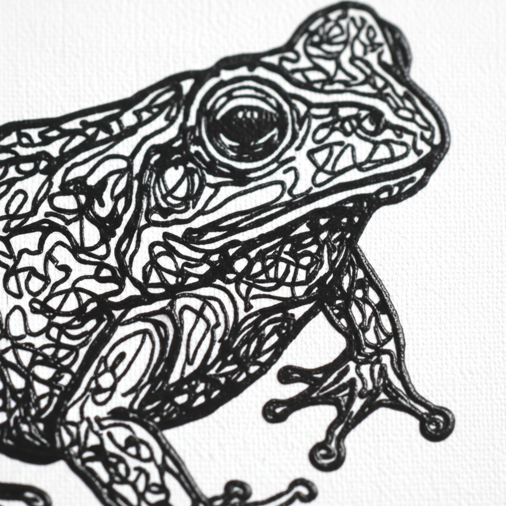 Unique 3D Pen Frog Art, Textured Canvas Wall Art, Modern Animal Nature Decor - Image 3