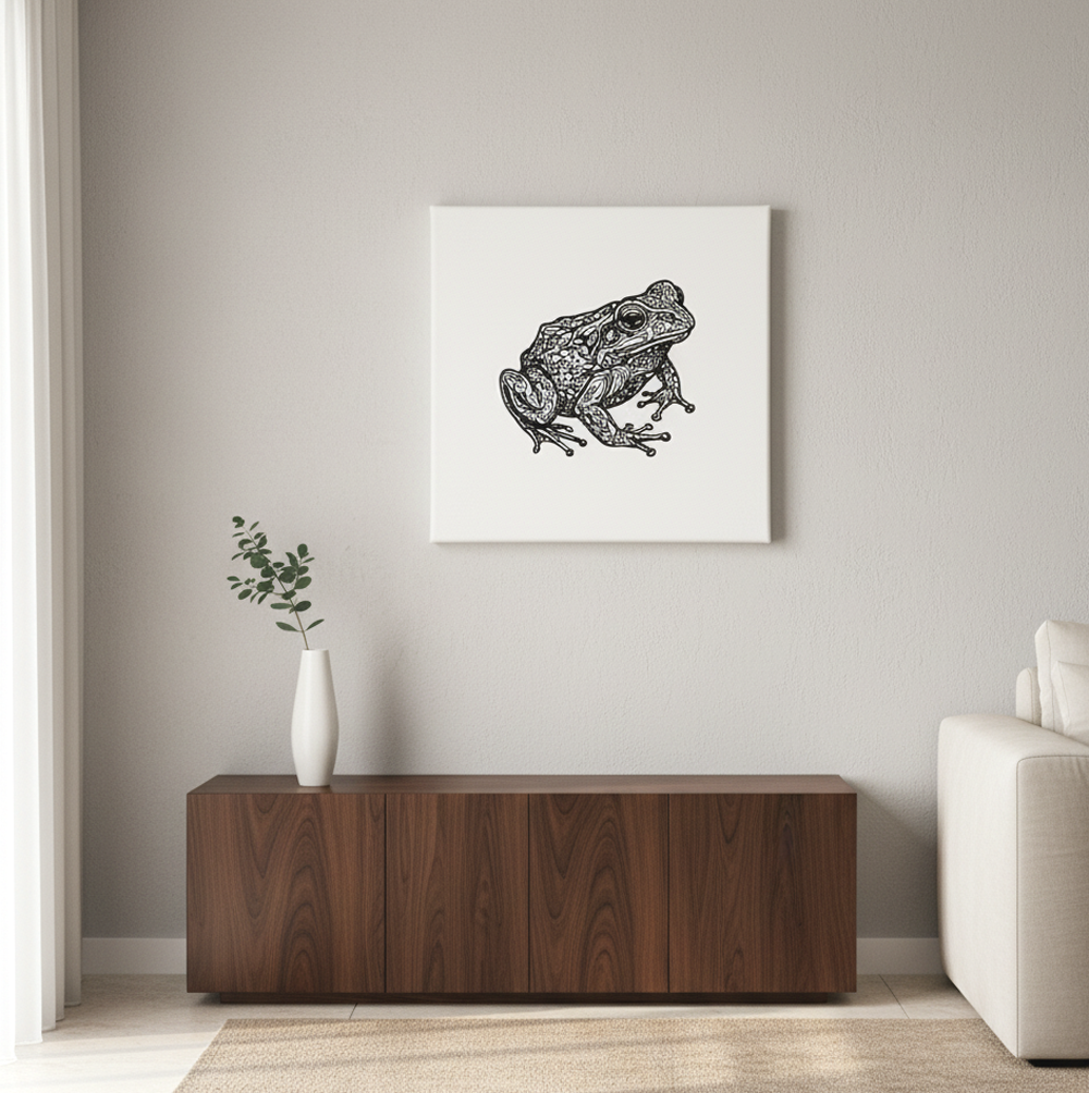 Unique 3D Pen Frog Art, Textured Canvas Wall Art, Modern Animal Nature Decor - Image 5