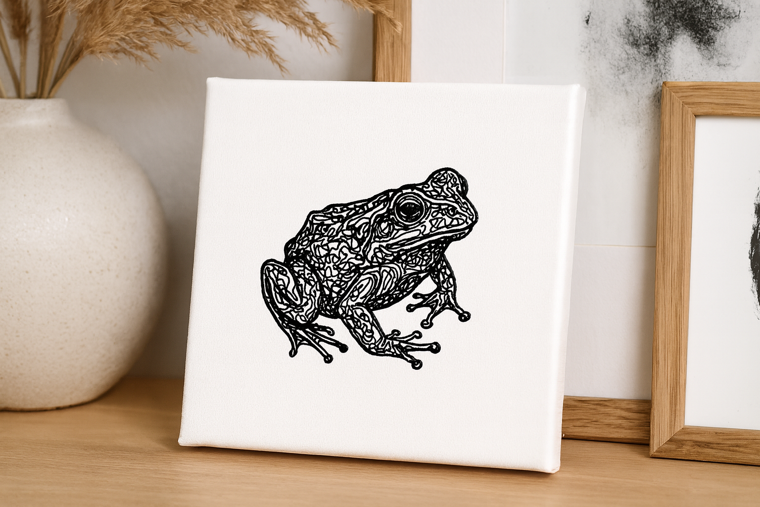 Unique 3D Pen Frog Art, Textured Canvas Wall Art, Modern Animal Nature Decor - Image 4