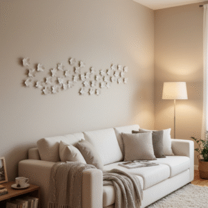 Lotus Flower Wall Art Installation: Customizable 3D Clay Floral Decor for Elegant Spaces