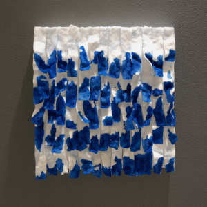 Dynamic Indigo Blue Parchment Clay Art - Textured Abstract Wall Sculpture for Modern Interiors