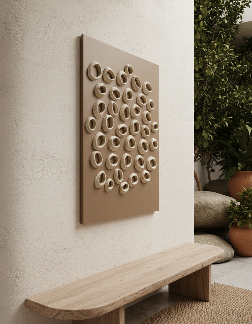 Large 3D Abstract Clay Art on Canvas, Textured Wall Art, Modern Minimalist Decor