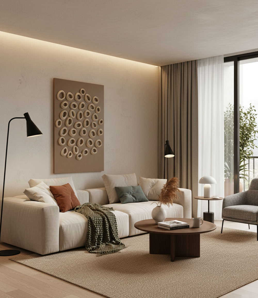 Large 3D Abstract Clay Art on Canvas, Textured Wall Art, Modern Minimalist Decor - Image 4