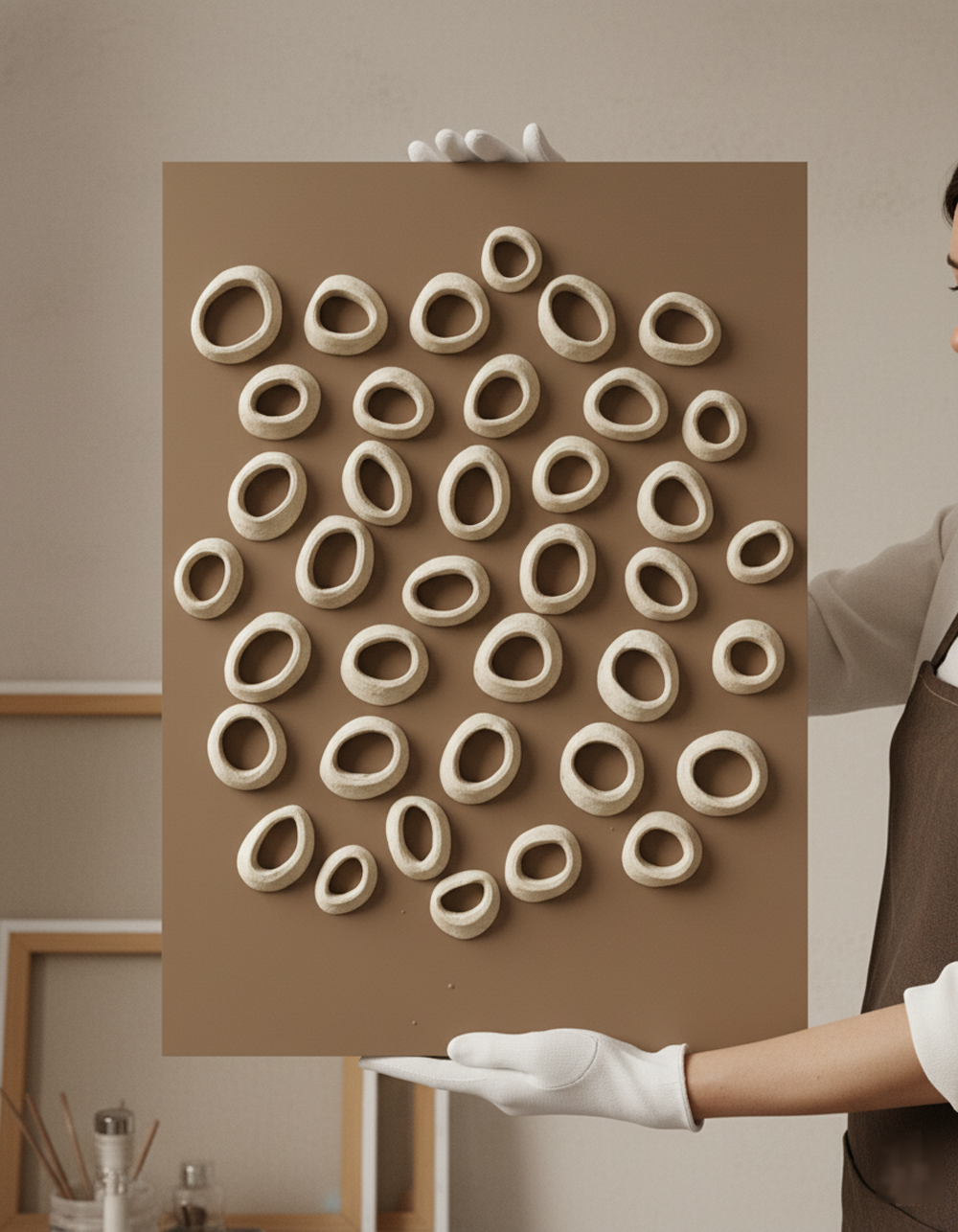 Large 3D Abstract Clay Art on Canvas, Textured Wall Art, Modern Minimalist Decor - Image 5