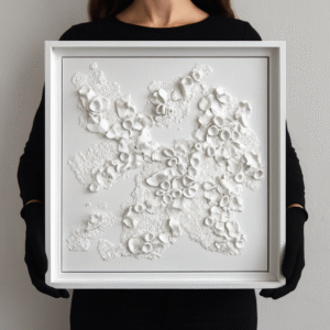 Luxury 3D Wall Sculpture, White Textured Art, Modern Abstract Decor, Minimalist Contemporary Plaster Artwork