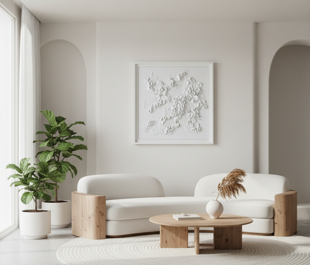 Luxury 3D Wall Sculpture, White Textured Art, Modern Abstract Decor, Minimalist Contemporary Plaster Artwork - Image 4