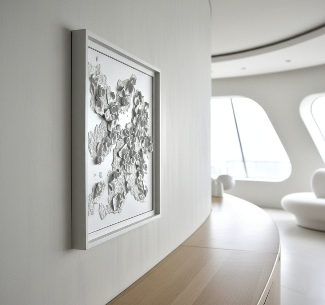 Luxury 3D Wall Sculpture, White Textured Art, Modern Abstract Decor, Minimalist Contemporary Plaster Artwork - Image 8