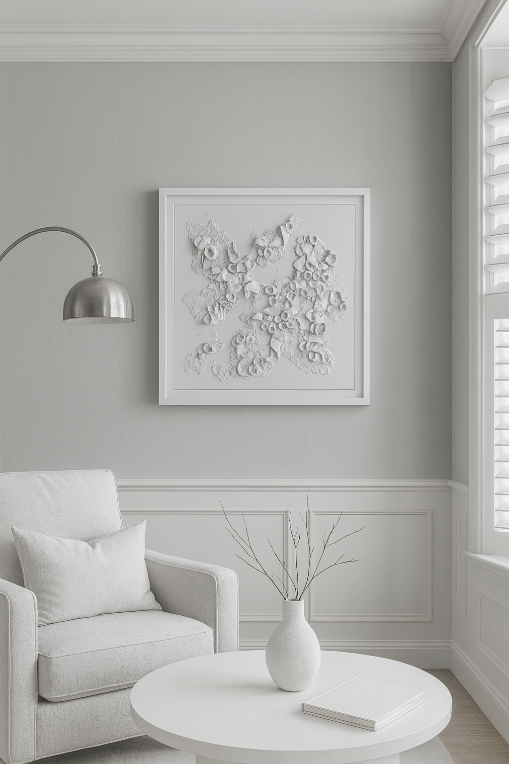 Luxury 3D Wall Sculpture, White Textured Art, Modern Abstract Decor, Minimalist Contemporary Plaster Artwork - Image 9