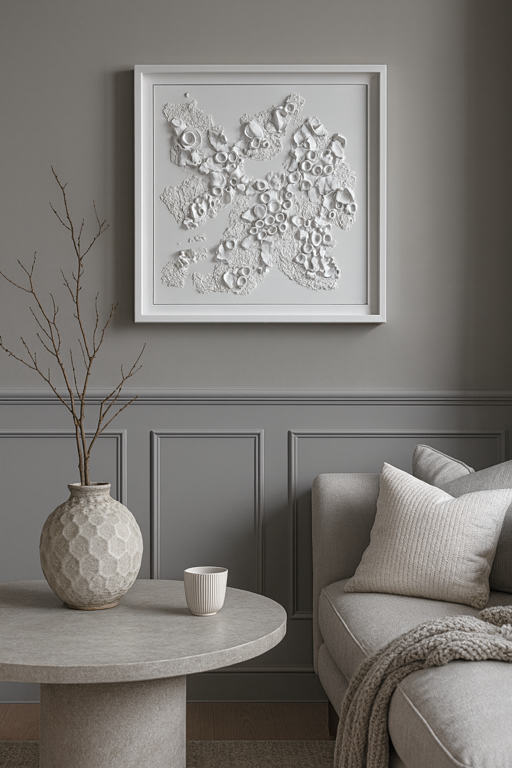 Luxury 3D Wall Sculpture, White Textured Art, Modern Abstract Decor, Minimalist Contemporary Plaster Artwork - Image 2
