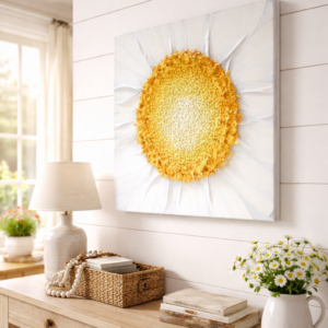 Dimensional Daisy Flower Wall Art Home Decor Floral Textured Wall Hanging