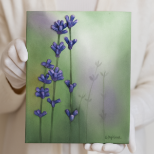 Lavender Cottagecore Painting | Textured String Art on Canvas | Mixed Media Botanical Wall Decor