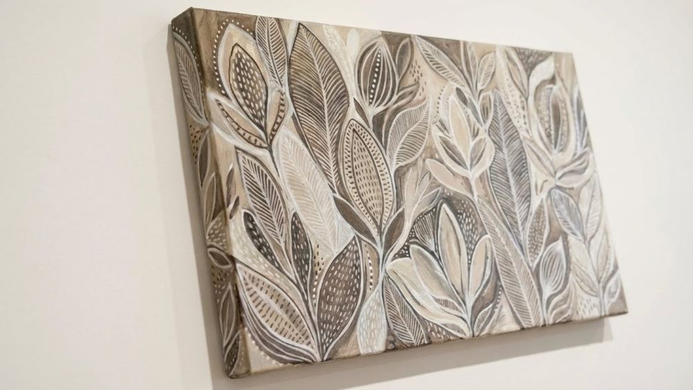 Brown Beige Leaf Painting, Organic Modern Botanical Wall Art, Textured Nature Living Room Decor - Image 9