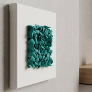 Emerald Green 3D Clay Petal Wall Art: Handmade Textured Canvas