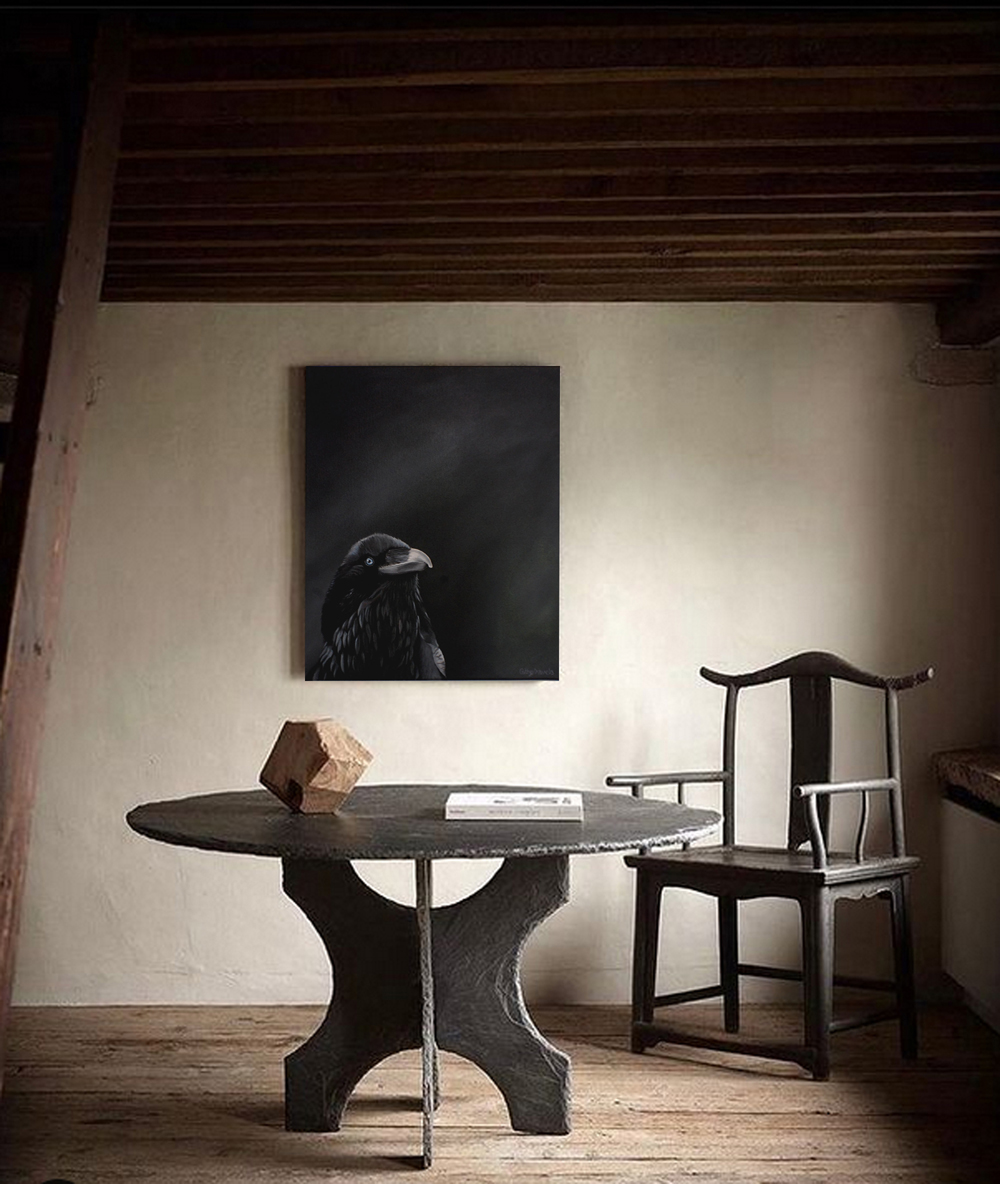 Raven Oil Painting - Crow Gothic Avian Art Bird Lover Gift - Image 7