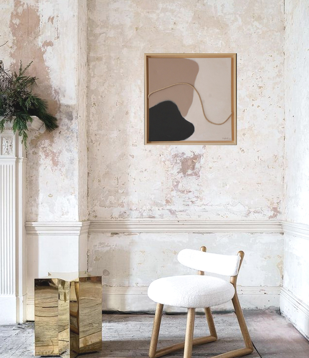 Modern Neutral Abstract Wall Art with Textured Rope – Minimalist Organic Shapes, Scandinavian Boho Decor - Image 5