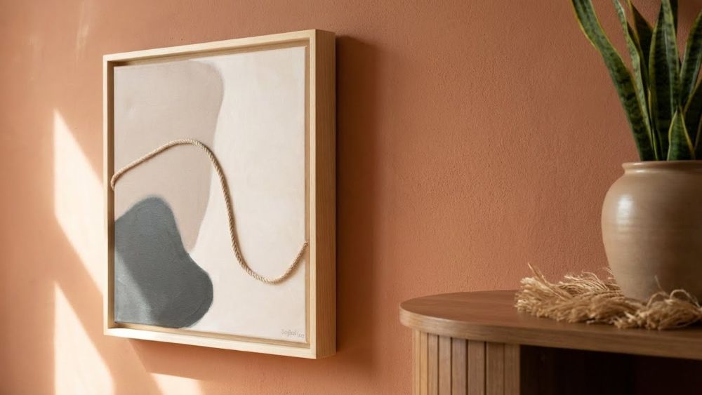 Modern Neutral Abstract Wall Art with Textured Rope – Minimalist Organic Shapes, Scandinavian Boho Decor - Image 12