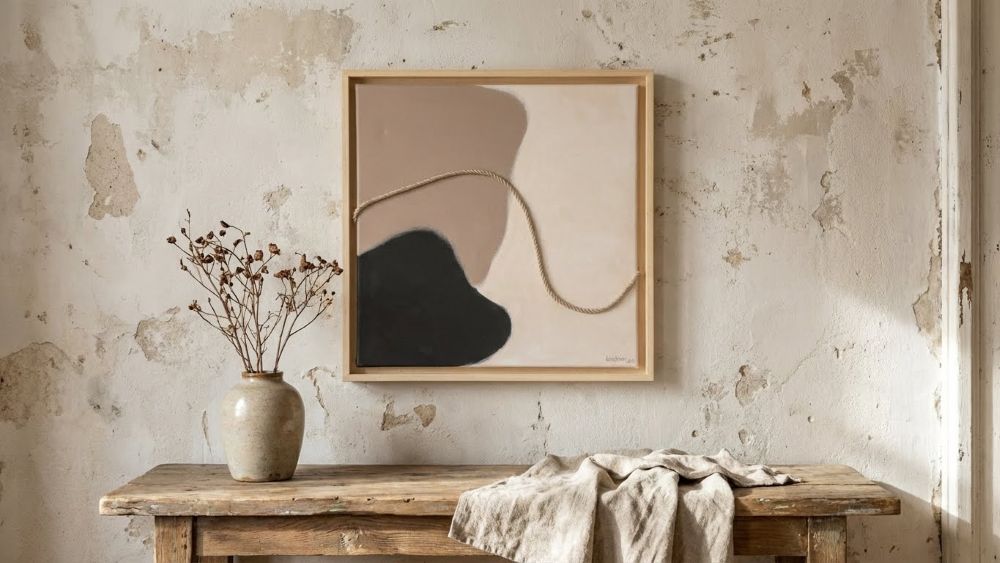 Modern Neutral Abstract Wall Art with Textured Rope – Minimalist Organic  Shapes, Scandinavian Boho Decor