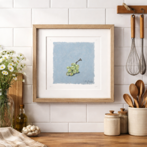 Grapes Oil Painting on Paper: Small Original Still Life Fruit Art on Gray