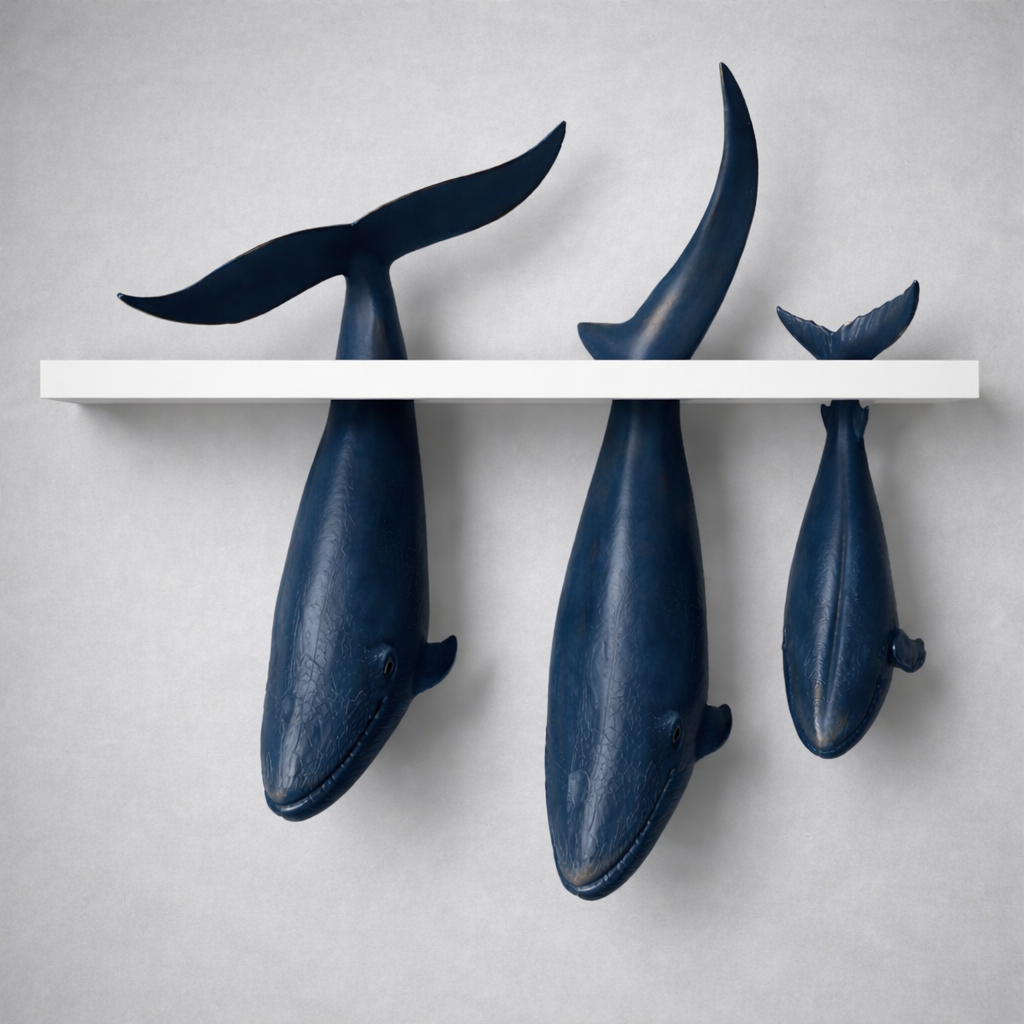 Whale Shelf Decor Sculpture, Nautical Coastal Wall Art, Ocean Ornament - Image 10