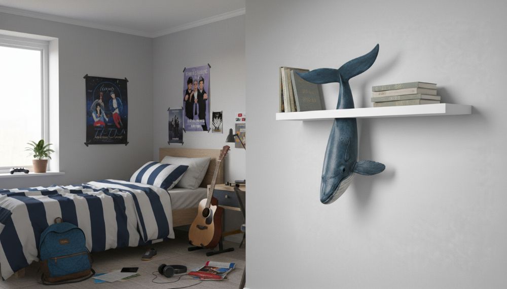 Whale Shelf Decor Sculpture, Nautical Coastal Wall Art, Ocean Ornament - Image 6